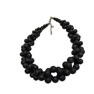 Elegant Chunky Black Beaded Statement Necklace